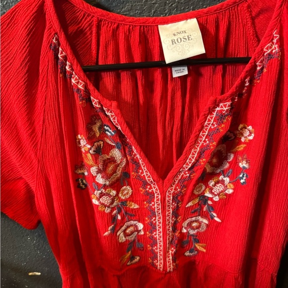 Knox Rose Red Embellished Short Sleeve Dress - Picture 3 of 5